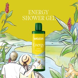 WELEDA Bio Energy XL Vegan Shower Gel - Natural Cosmetics Aroma Shower for Women and Men with Ginger / Cedar Wood Fragrance - Natural Skin Care Shower Soap for Cleaning Face and Body (1 x 400 ml)