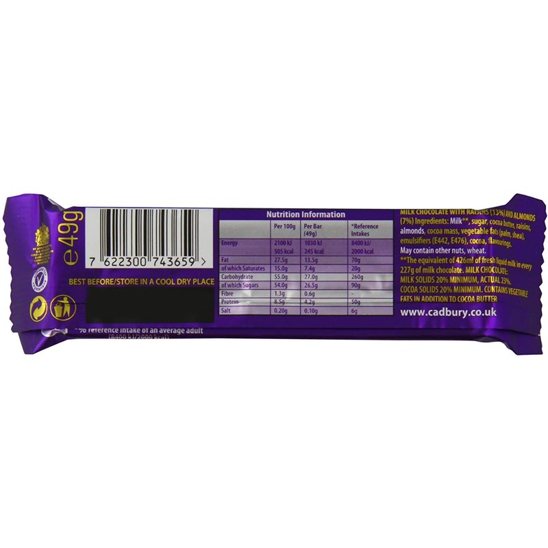 Cadbury Dairy Milk Fruit & Nut Chocolate Bar Single 49g