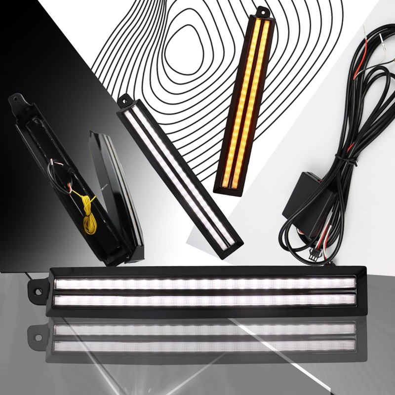 PGTOPONE Switchback White/Amber LED Front Side Marker Headlight Daytime Running