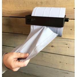 MegaMaxx Tear Away Blue Roll and Paper Towel Holder - Industrial Tissue Paper Towel Holder Wall-Mountable Dispenser for Office and Home (Made in UK, Black)