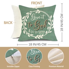 Fjfz Christian Give It to God and Go to Sleep Decorative Throw Pillow Covers 18x18 Set of 4, Be Still and Know That I am God Outdoor Home Decor, Bible Verse Plaid Stripes Farmhouse Couch Cushion Case