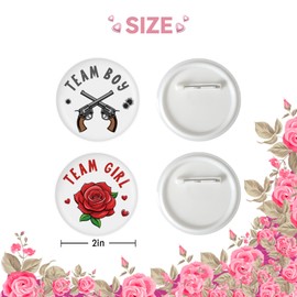 10 Pcs Guns or Roses Gender Reveal Button Pins, Team Guns Team Roses Badge Pins, Black and Red Boy or Girl Stain Brooch Button for Baby Shower/Gender Reveal Party Decorations