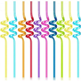 10 PCS Curly Straws,Silly Straws,Plastic Straws Reusable,Novelty Curly Party Straws for Kids Birthday,Party Straws for Home Bar Beverage Shop Weddings Birthday Family Reunion Curly Straws,bendy straws