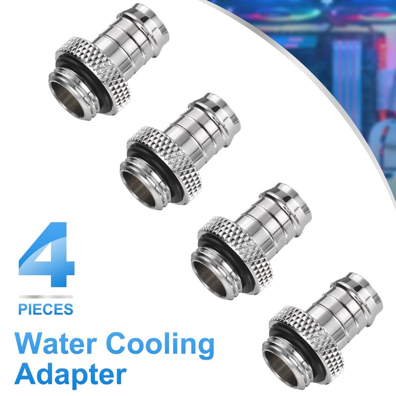 sourcing map 4pcs Water Cooling Barb Fitting G1/4" Thread 9.5mm