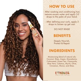 ETNIKER Aceite Natural Nutrición, Reparación y Protección Sin Sal 1.2 oz - 38ml