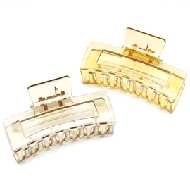 QinGoo Medium Size Transparent Gray Hair Claw Clear Hair Clip, Firm, Hair Clip, Hair Accessory, Cute, Stylish, Ladies, Korean, 1 Piece (3.4 x 1.8 inches (8.6 x 4.6 cm), Grey)