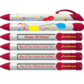 Greeting Pen "Celebrate" Birthday Pens with Rotating Messages, 6 Pen Set (36501)