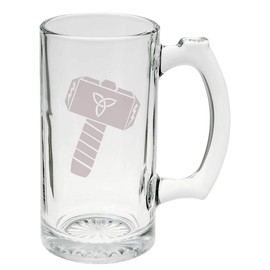 Thor's Hammer Norse Mythology Glass Stein Mug 16 ounce