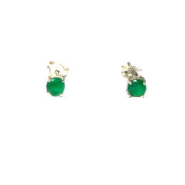 Emerald Green 925 Sterling Silver Stud Earrings 5mm (EMS2902161), Sterling Silver, Emerald