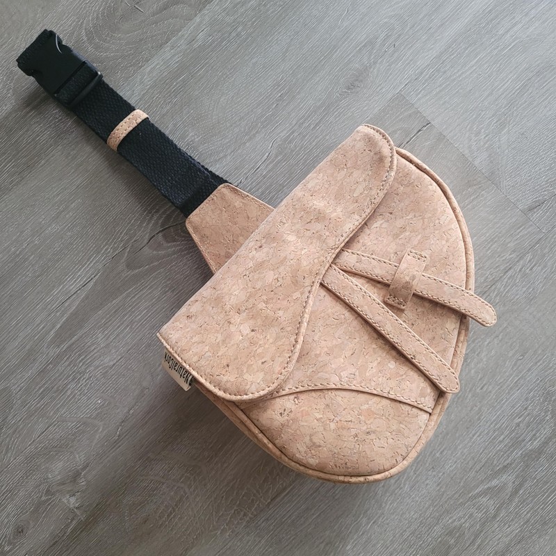 Cork Saddle bag Sling Crossbody (Beige)