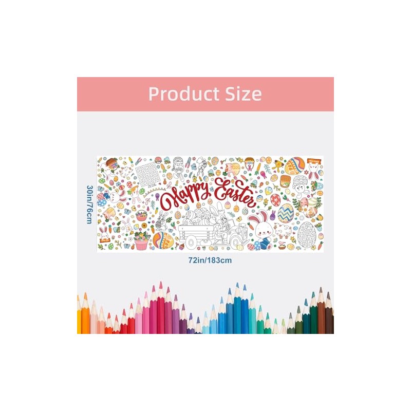 Easter Coloring Tablecloth for Kids - 76 x 183cm Colouring