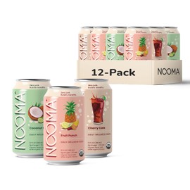 NOOMA - Daily Wellness Soda - Low Calorie & Low Sugar Healthy Soda - Organic & No Sucralose or Aspartame - Supports Muscle Recovery & Immune System - Vegan - Variety Pack - 12 Pack (12oz each)