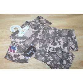 Build-A-Bear Workshop Build A Bear Workshop Clothes, Khaki Digital Camo Uniform with USA Flag and Tag