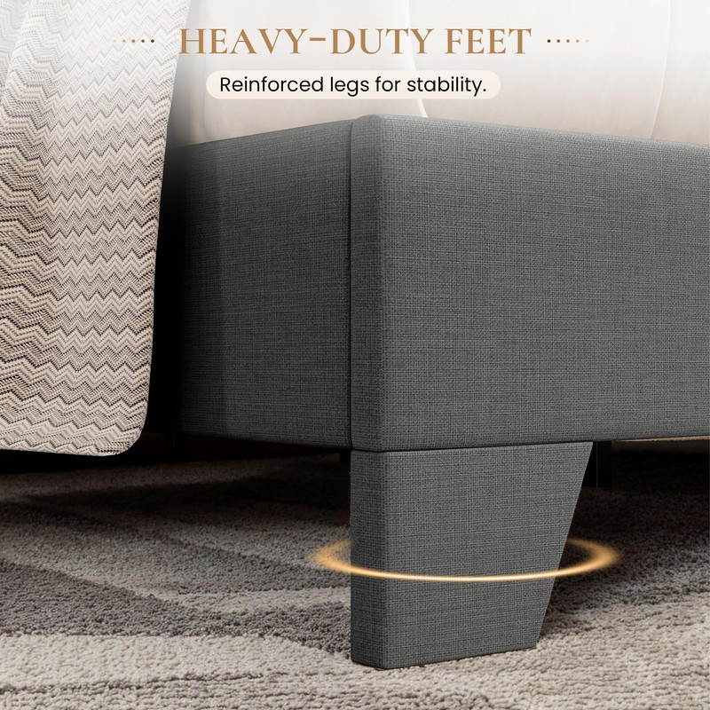 SHA CERLIN Dark Grey King Platform Upholstered Bed Frame with