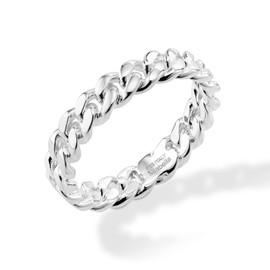 Miabella 925 Sterling Silver Italian 4mm Cuban Link Band Ring for Women Made in Italy (9)
