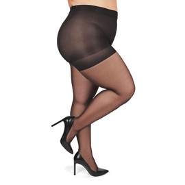 MeMoi Plus Size Curvy Control Top Pantyhose for Women, Comfortable Sheer Pantyhose, Lightweight Womens Stockings - Off Black 1X/2X
