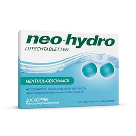 neo-hydro Lozenges Pack of 24 | For Dry Throat and Mouth | With Icelandic Moss, Hyaluronic Acid and Niacin | For Adults and Children from 4 Years