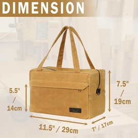 Canvas Tool Organizer, Heavy Duty 16oz Waxed Canvas Garden Hand Tools Bag - with Hidden Zipper Pocket & Large Storage Capacity, Tool Carrier for Gardening Carpentry Tools | 11.5" x 7" x 7.5"