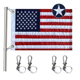 Mosprovie US Boat Flag 12x18 with 4 Boat Flag Clips- Embroidered 50 Stars American Boat Flag Durable Polyester Sewn Stripes Pontoon Boat Flags with 2 Brass Grommets
