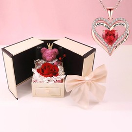 Artificial Sunflower Gifts for Women Her Daughter Girlfriend Wife Mom Friends Sisters Aunt, You are My Sunshine Necklace with Gift Box for Birthday Wedding Mother's Day Xmas Present:_Red-Heart