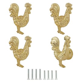Mizhang Gold Rooster Knobs (4pcs), Zinc Alloy Hardware Handle for Cabinet and Drawers, Decorative Furniture Handles for Kitchen, Living Room, Bedroom