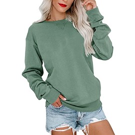 Orchidays Womens Casual Crewneck Sweatshirts Long Sleeve Cute Tunic Tops Loose Fitting Pullovers (Green,Medium,Adult,Female,US,Alpha,Medium,Regular,Regular)