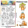 CHGCRAFT Funny Cat Fishing Clear Stamp Cute Cat Bucket Transparent