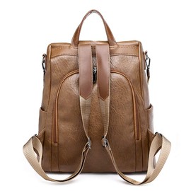 Estwell Rucksack Damen Anti Diebstahl Wasserdicht PU Leder Schultertasche Handtasche Mädchen Mode Schultasche Schulrucksack Reise Tagesrucksack, Braun
