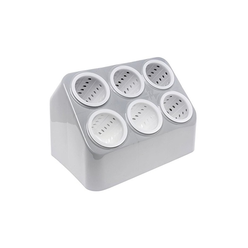 Vollrath Gray Silv-A-Tainer 6-Hole Plastic Silverware Container