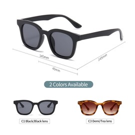 WYRIAZA Retro Sunglasses for Men and Women, UV400 CAT.3 CE Sunglasses, Square, Small Face, Narrow, Rectangle Sunglasses, Men and Women, Unisex, Vintage, Black