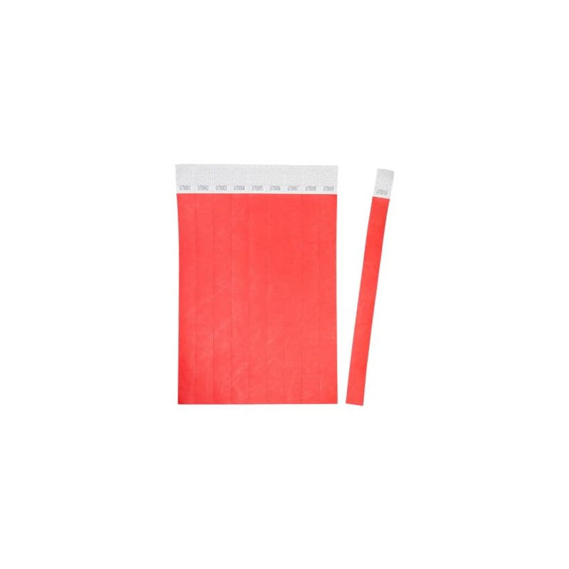 Avery Tyvek Paper Bracelets/Wristbands - Red- Tear-Proof - Ideal for