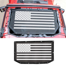 Bestaoo Sunshade Top Cover for Jeep Wrangler 2018-2023 JL JLU 2 Door and 4 Door Front, Bikini Top Mesh Sun Shade Net, UV Protection (Flag)