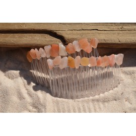 DejaVu Designs Peach Quartz Stone Hair Combs (Qty 2)