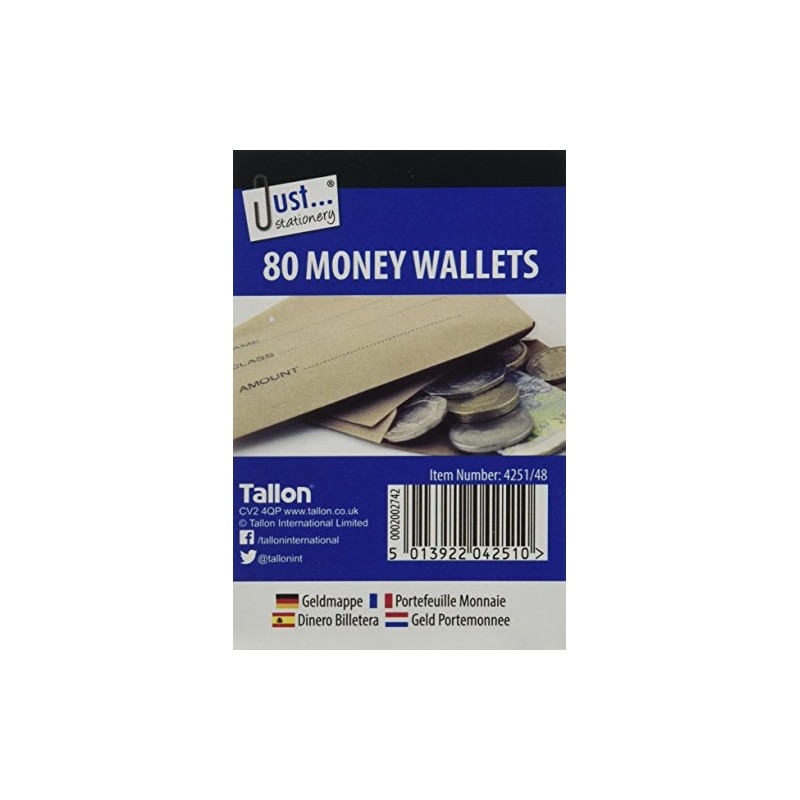Just Stationery 70x105mm Money Envelope ( 80 Wallets)