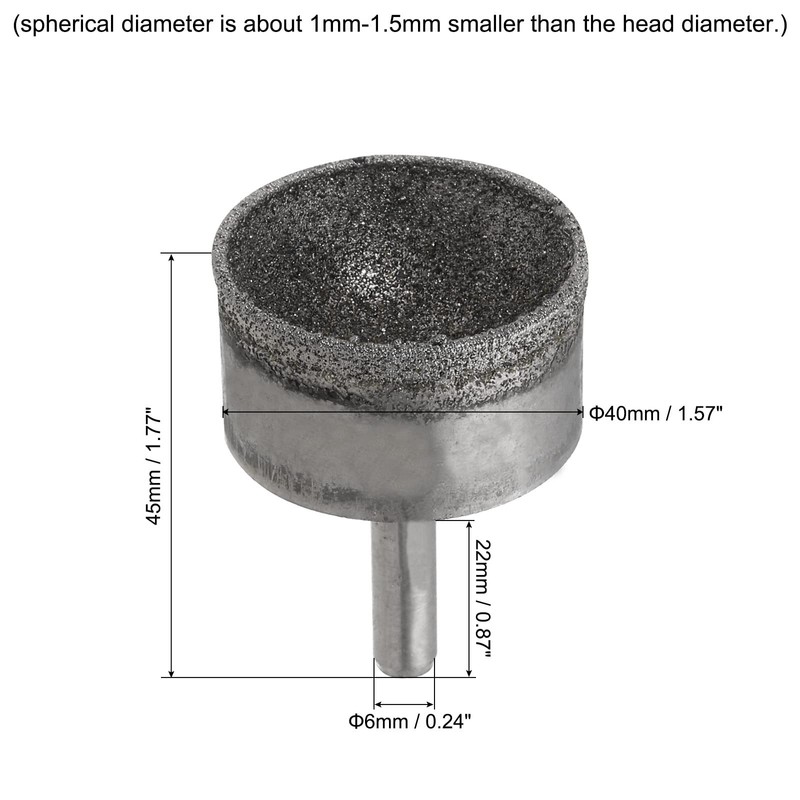 uxcell Diamond Grinding Mounted Point, 40mm 100 Coarse Grits Spherical