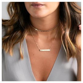 Inilbran Boho Layered Bar Choker Necklace Gold Coin Disc Sequins Necklace Choker Vintage Bar Necklace Chain Horizontal Bar Collar Necklace Jewellery for Women and Girls