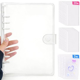 Sticker Notebook, A5 Binder (20 Refills + 3 PP), Sticker Storage, File, Collection Organization, Card Storage, Pockets, Transparent, Notebook, Collage, Decor, Seal Storage, Pushing Goods, Elementary