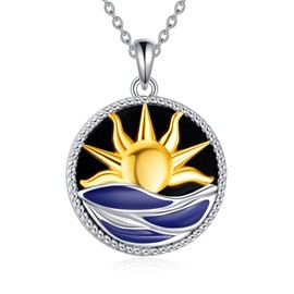 POPLYKE Sun Black Toumaline Necklace for Women Sterling Silver Sun Necklace Black Tourmaline Pendant Encouragement Jewellery Gift for Women, No Gemstone