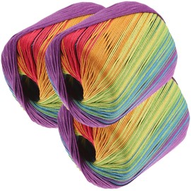 jojofuny 3Rolls Hand Knitting Yarn for DIY Crafts Soft Skin Friendly Crochet Threads for Scarves Hats Sweaters Rainbow Colors Knitting Accessory