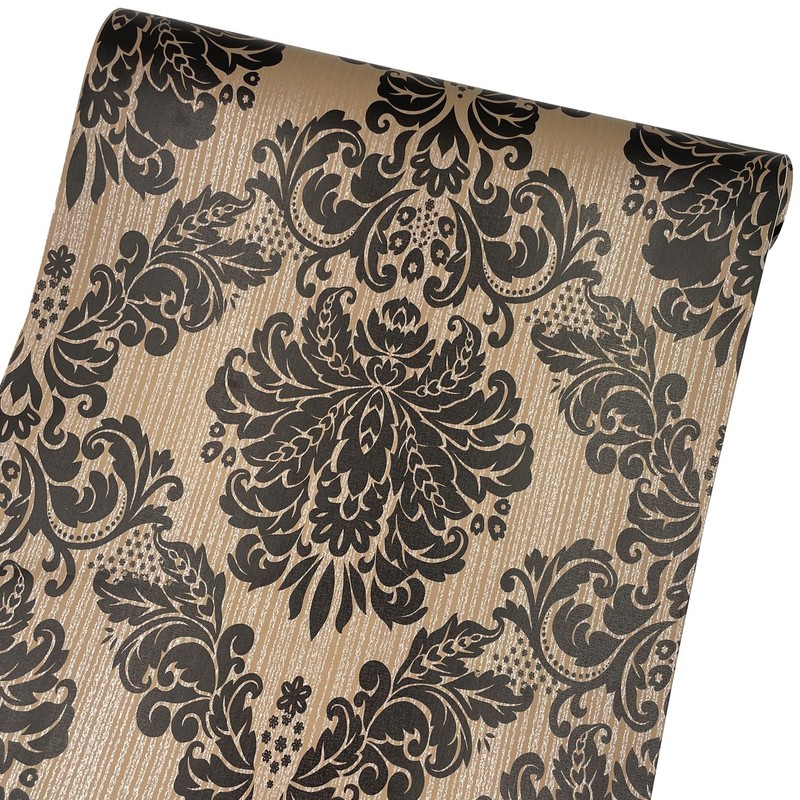 Yifely SimpleLife4U Black Damask Self-Adhesive Shelf Drawer Liner PVC Tabletop