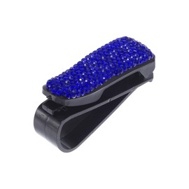 Motoforti Car Sunglasses Clip Universal Sun Visor Eyeglasses Holder Clip Plastic,Rhinestones Dark Blue 6.5x2.3cm 1 Pcs