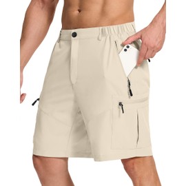 SERAMY Mens Hiking Cargo Shorts with 6 Zipper Pockets 9" Quick-Dry Lightweight Short for Golf Casual Fishing Outdoor Work