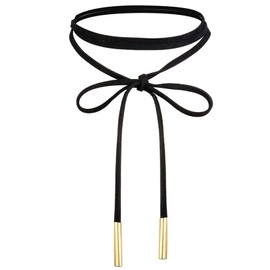 fKiZanthene Black Choker Necklace, Black Gothic Choker Necklace, Velvet Bow Choker with Gold Tube, Adjustable Women's Choker for Parties Themed Events
