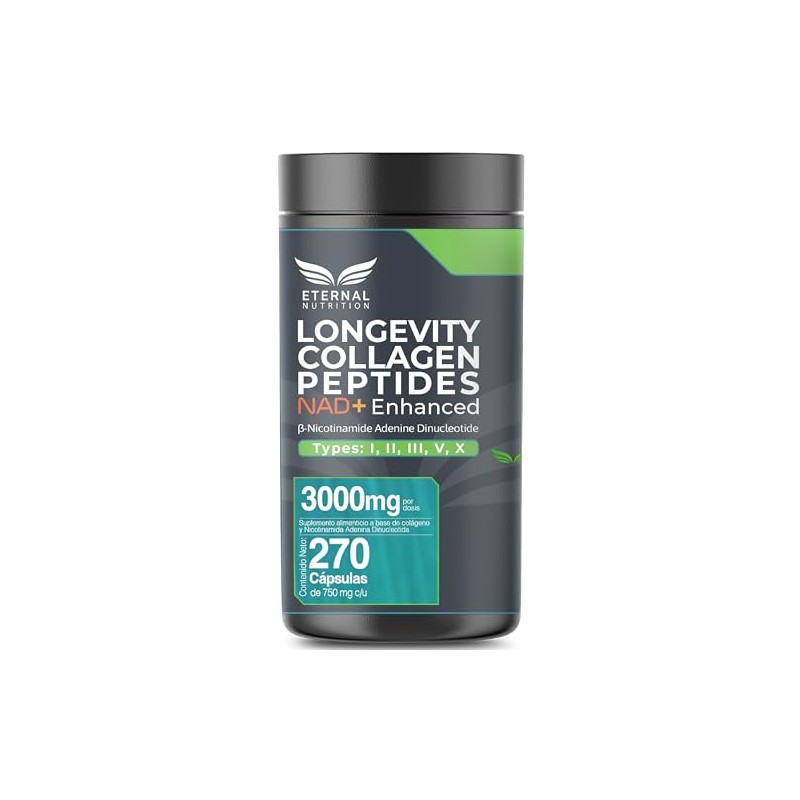 Eternal Nutrition Longevity Colágeno Hidrolizado Nad 270 Cápsulas Péptidos Tipo