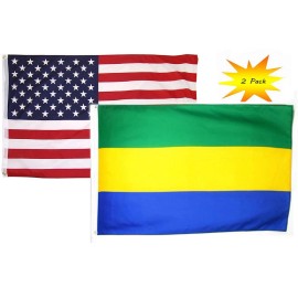 Trade Winds 3x5 3’x5’ Wholesale Set (2 Pack) USA American & Gabon Country Flag Banner