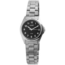 Just Odilla JU10156 Women's Watch Link Bracelet Titanium Folding Clasp Luminous Hands 5 Bar Analogue Quartz, black, Bracelet