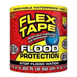 Flex Tape Flood Protection, 3.75 in x 20 ft, Waterproof Rubberized Tape, Removable, Use on Windows, Doors, Garage Doors, Casings, Thresholds, Conduits, Vents, Ducts