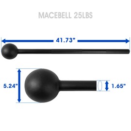Yes4All Steel Mace Bell for Strength Training, Shoulder, Grips & Forearms Workouts - 25 Pounds F. Black 25lbs
