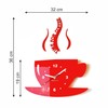 FLEXISTYLE Kitchen wall clock CUP time for coffee (Red)