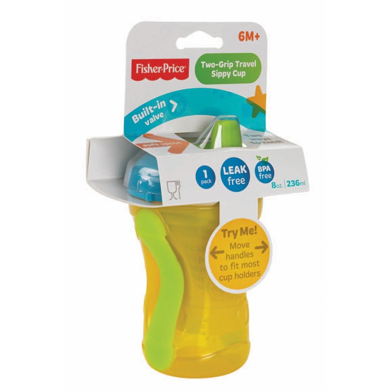 Fisher-Price Two-Grip Travel Sippy Cup Hard Spout (Colors May Vary)